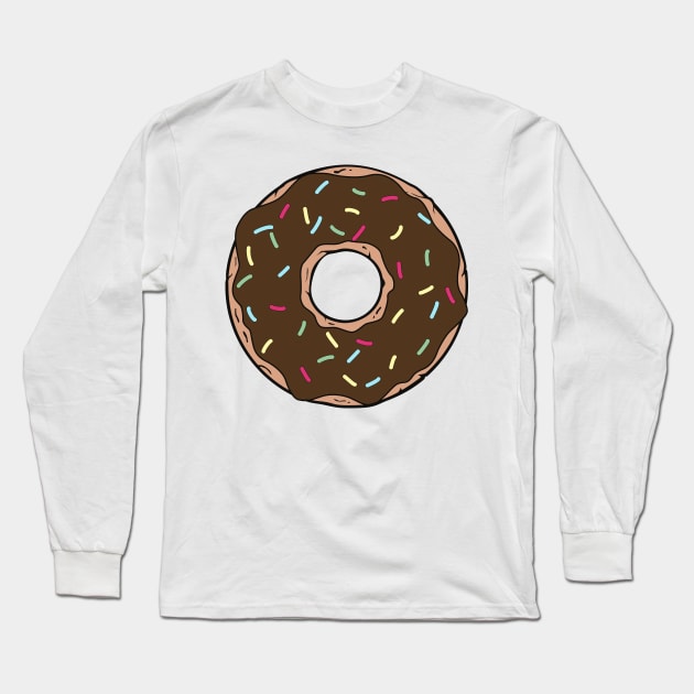 Chocolate Donut, Doughnut, Glaze, Icing, Sprinkles Long Sleeve T-Shirt by Jelena Dunčević